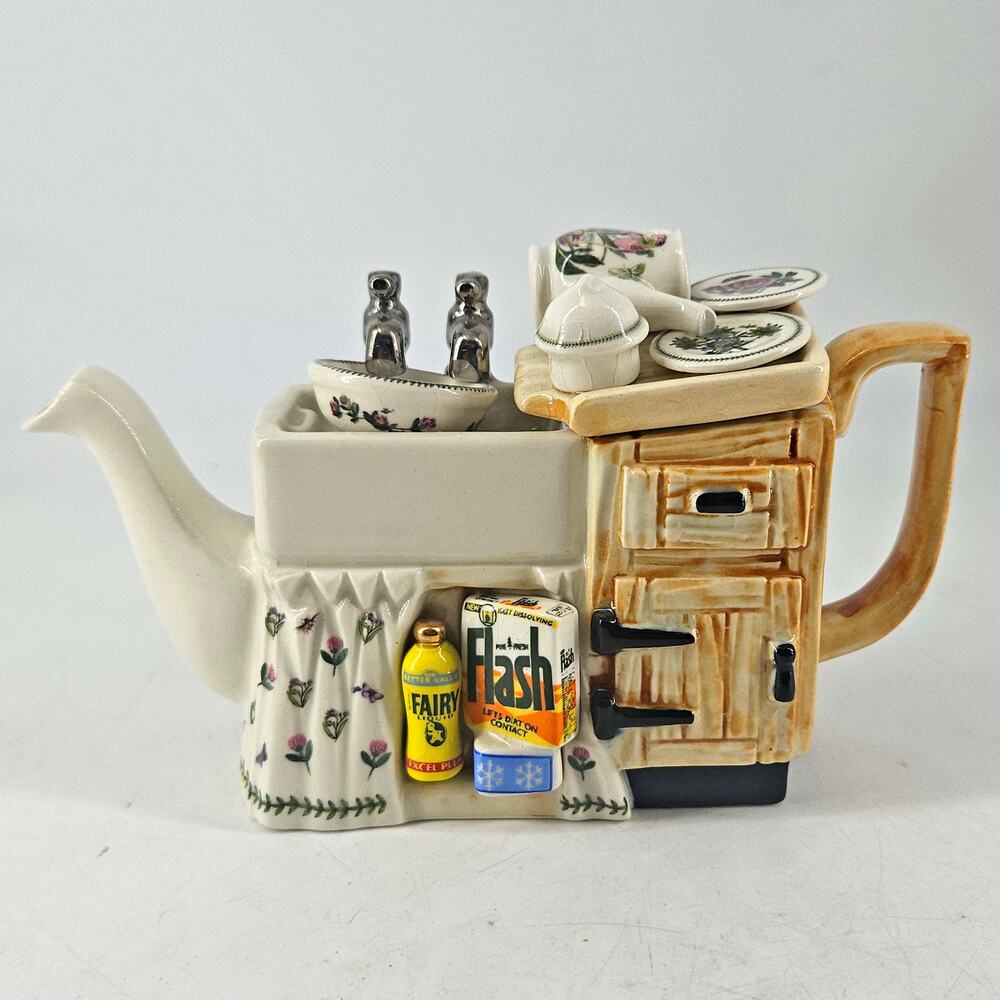 Vintage Portmeirion Botanic Garden Kitchen Sink 1 cup Teapot Paul Cardew England